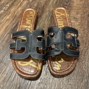 Sam Edelman Women's Leather Bay BLACK Slides Size 8 EUC